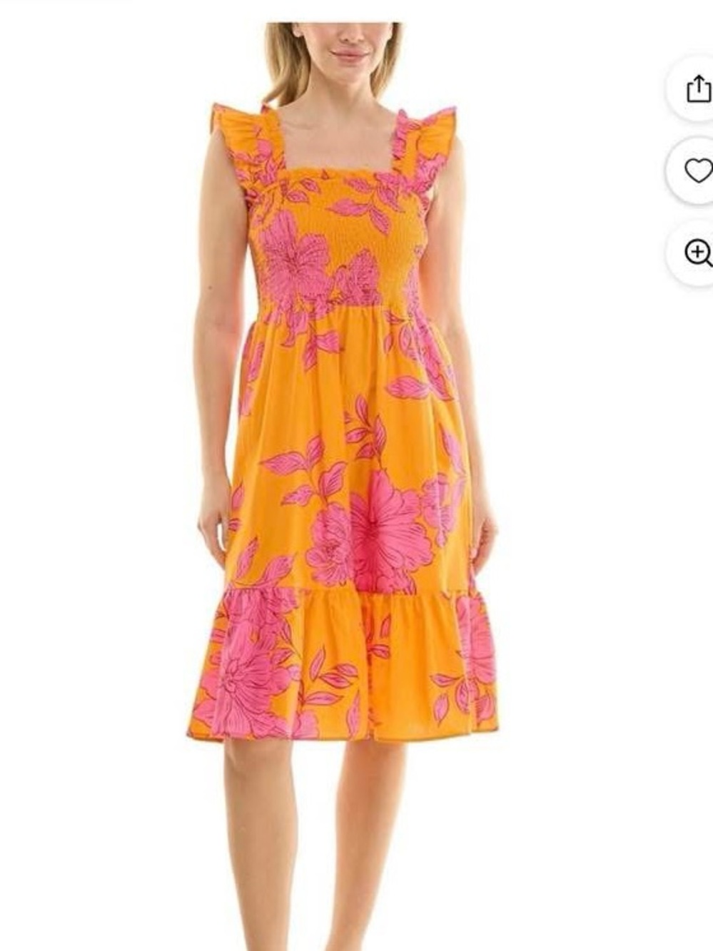 Yellow & Pink Floral Smocked Sundress
